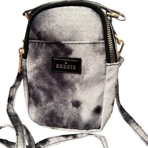 Kedzie Black & Gray Tie Dye Convertible Crossbody Bag NWT